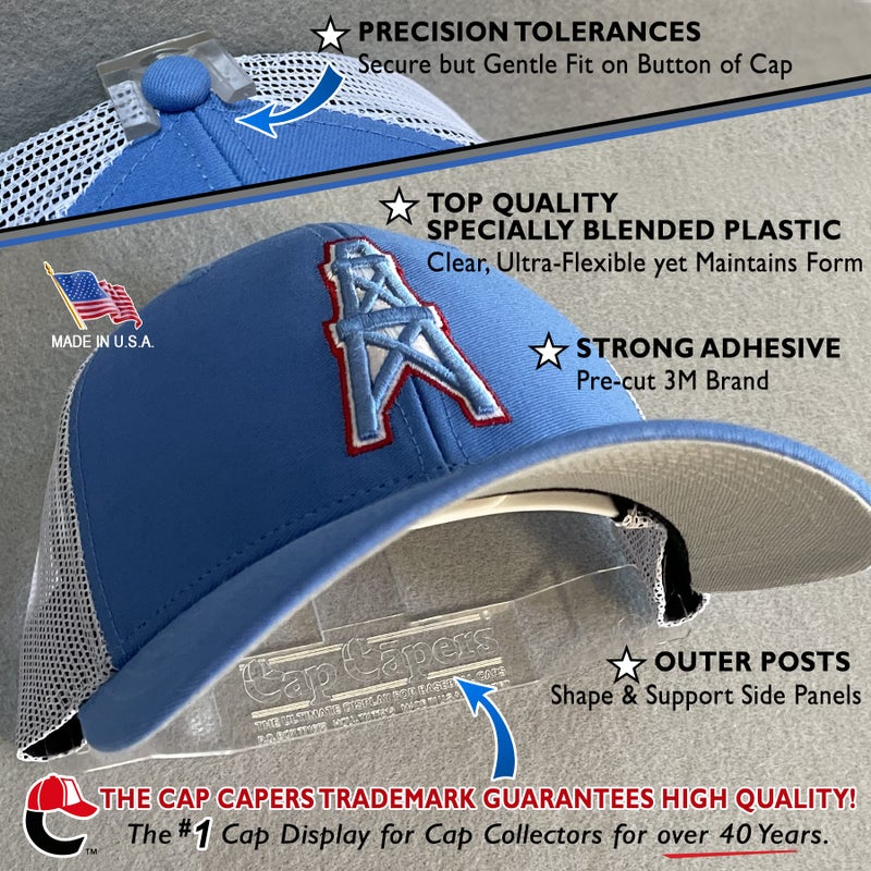 Cap CapersÂ® Baseball Cap Display; Wall Mounted Hat Rack; Baseball Cap Storage & Organization; (6 pk) Great for Cap Collectors. The Ultimate Display for Baseball Caps - Image 2